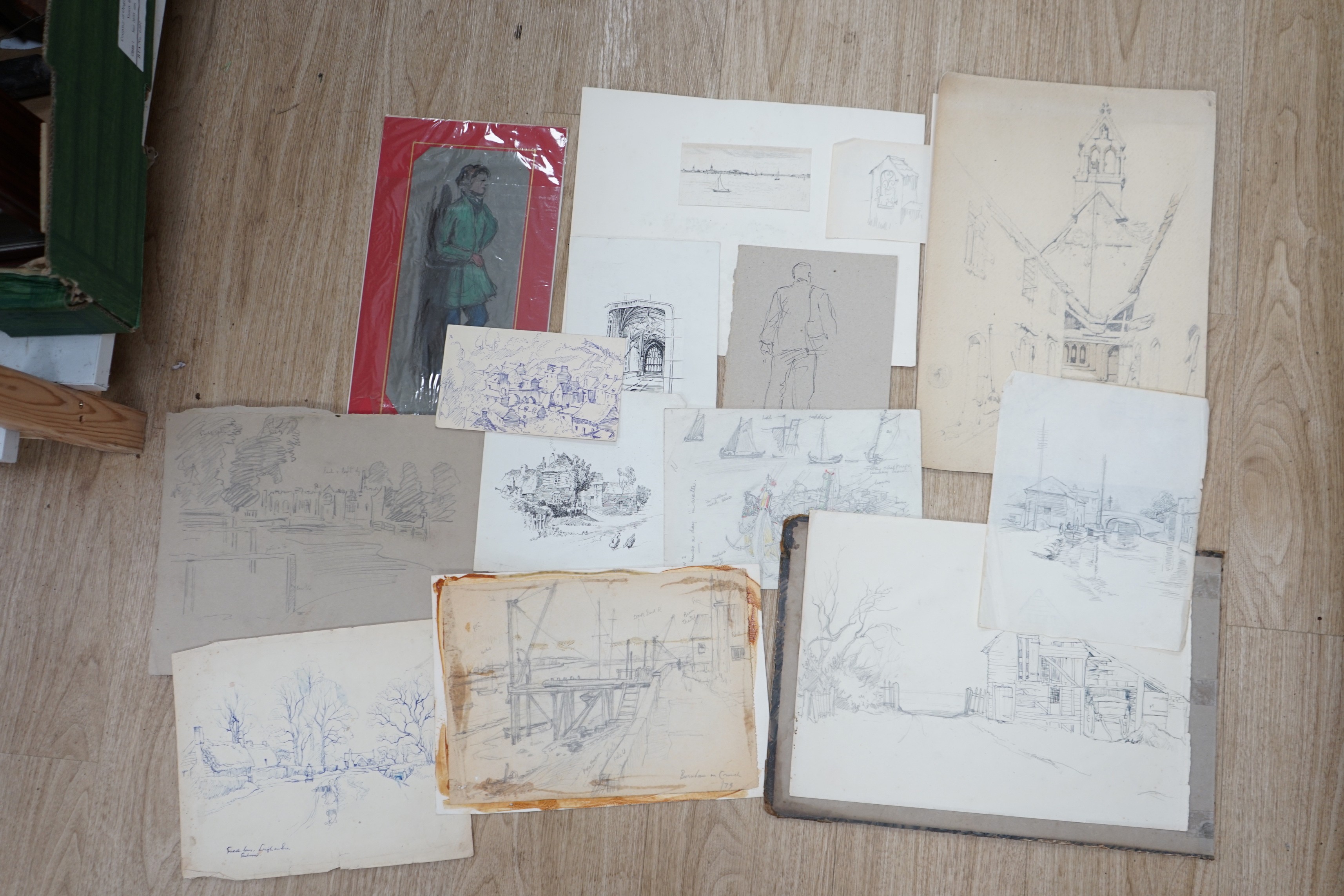 A folio of assorted drawings and watercolours, 18th century and later